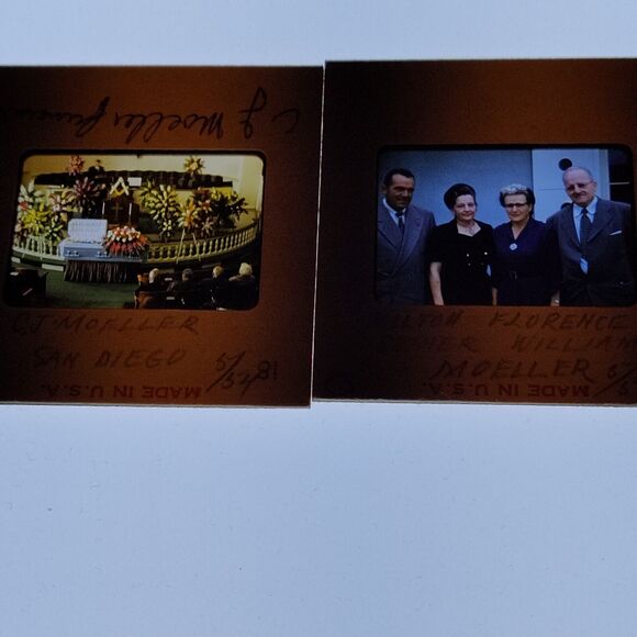 Original Red Kodachrome Slide 1954 Funeral In San Diego Lot Of 2 Vtg - Picture 1 of 3